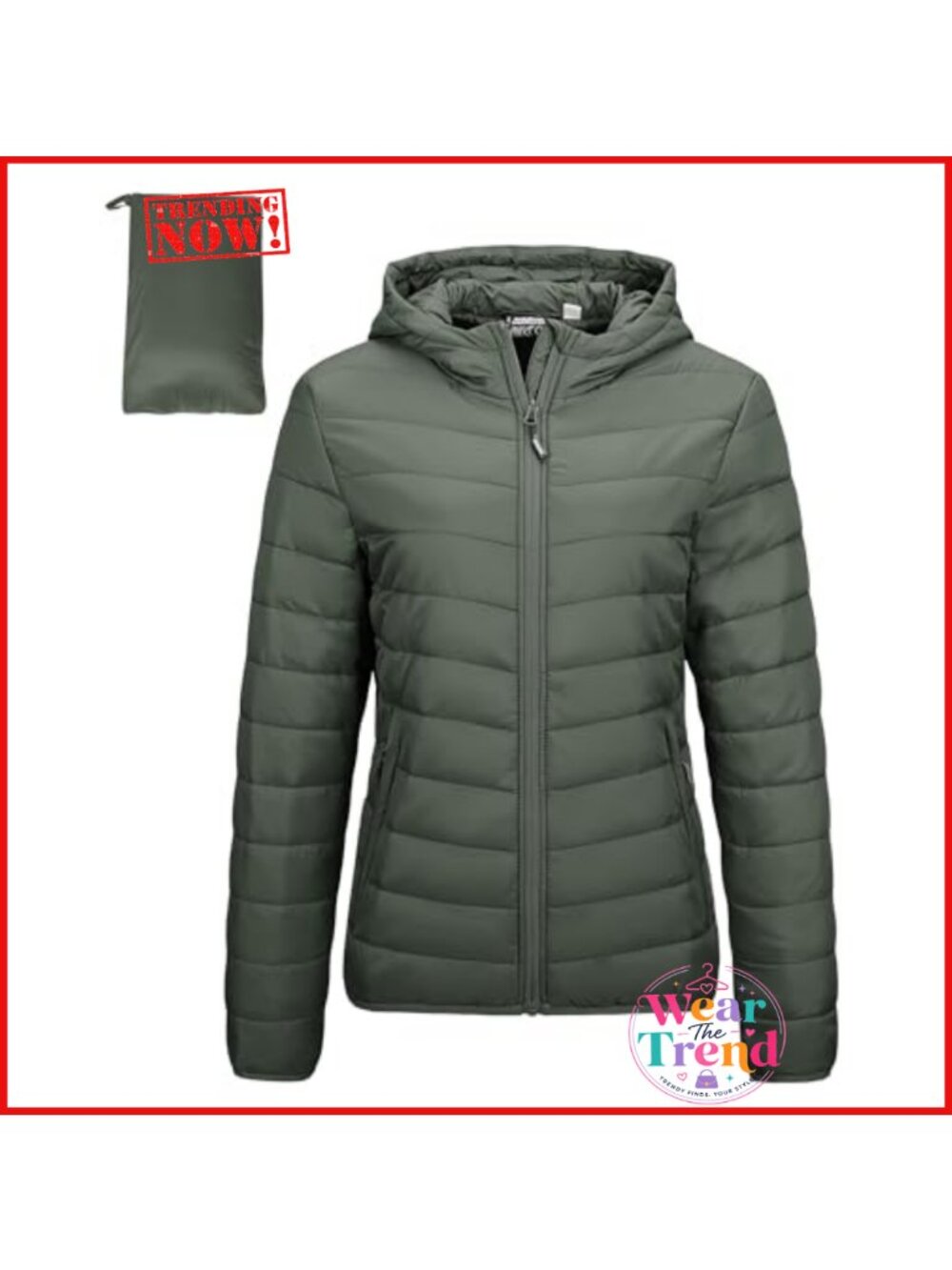 Packable Lightweight Puffer Jacket Hooded Water-Resistant Winter Coat